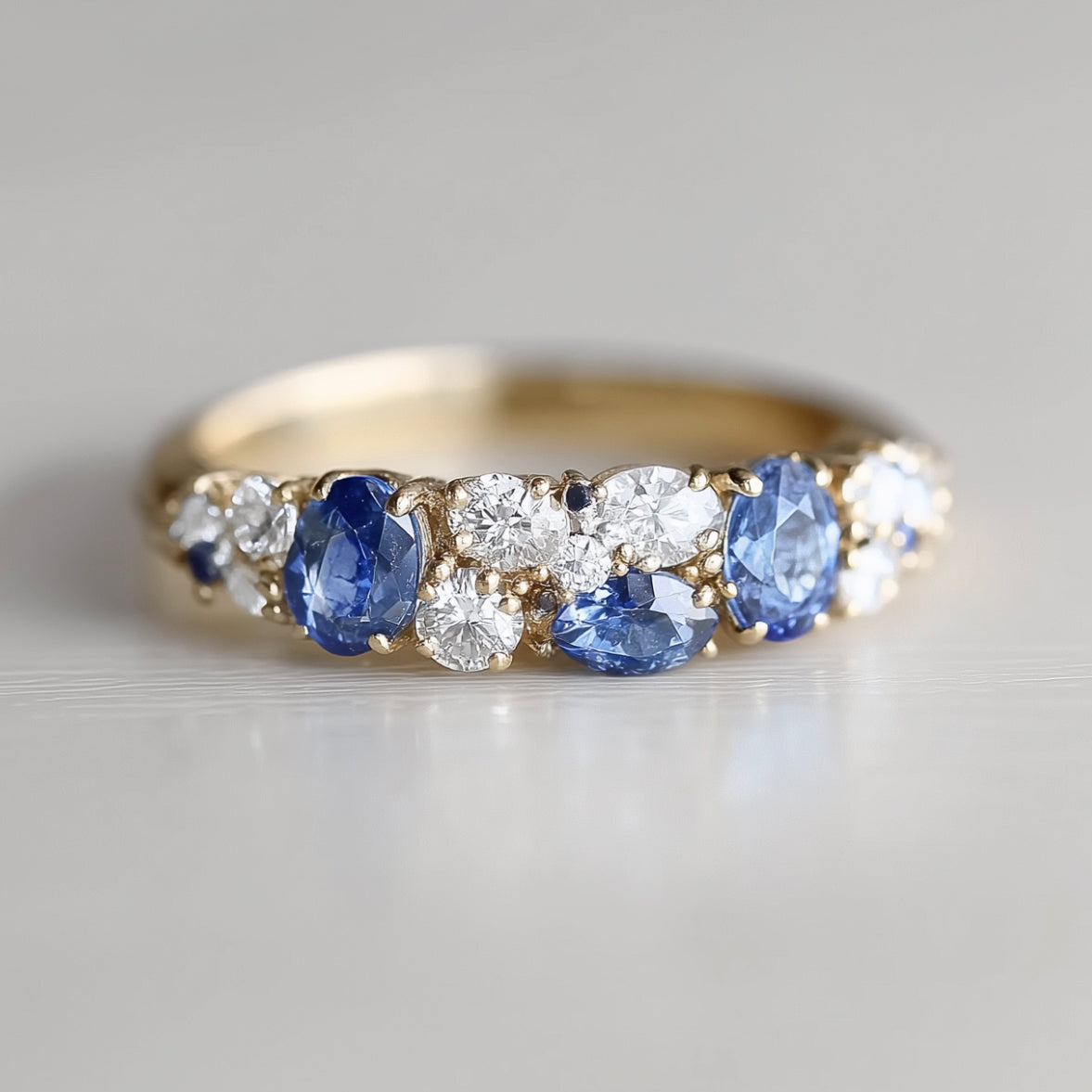Azurea Blue Sapphire Ring, Gold Wedding Ring, Sapphire Engagement Ring