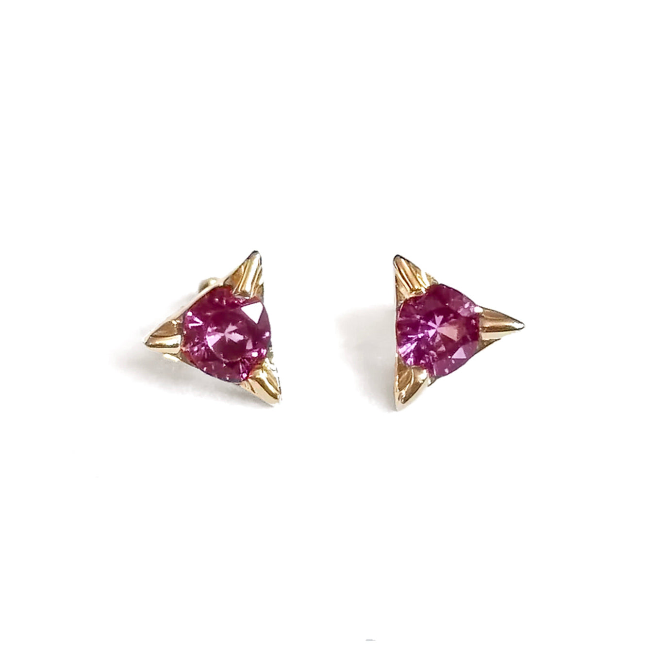 Rose Prism Stud, 14k Gold Ruby studs, Single Stud