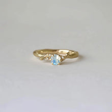 Load image into Gallery viewer, Fairy Blue Solid Gold Moonstone Engagement Ring
