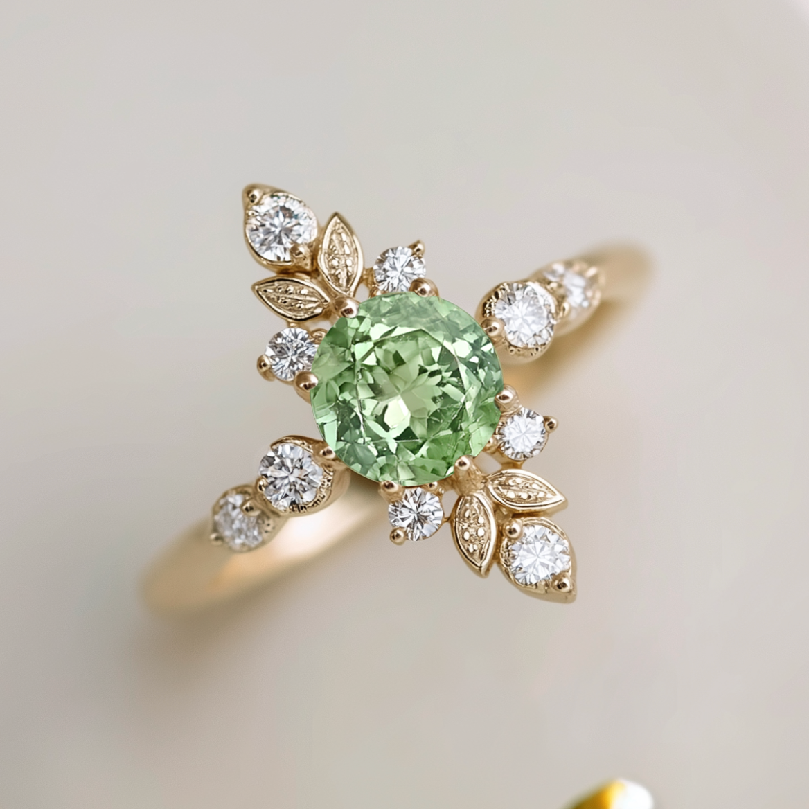 Mint Green Tourmaline Engagement Ring, Oct birthstone Engagement Ring