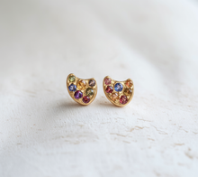 Load image into Gallery viewer, Cluster Gemstone Studs, Multistone earrings studs, Asymmetric Stone
