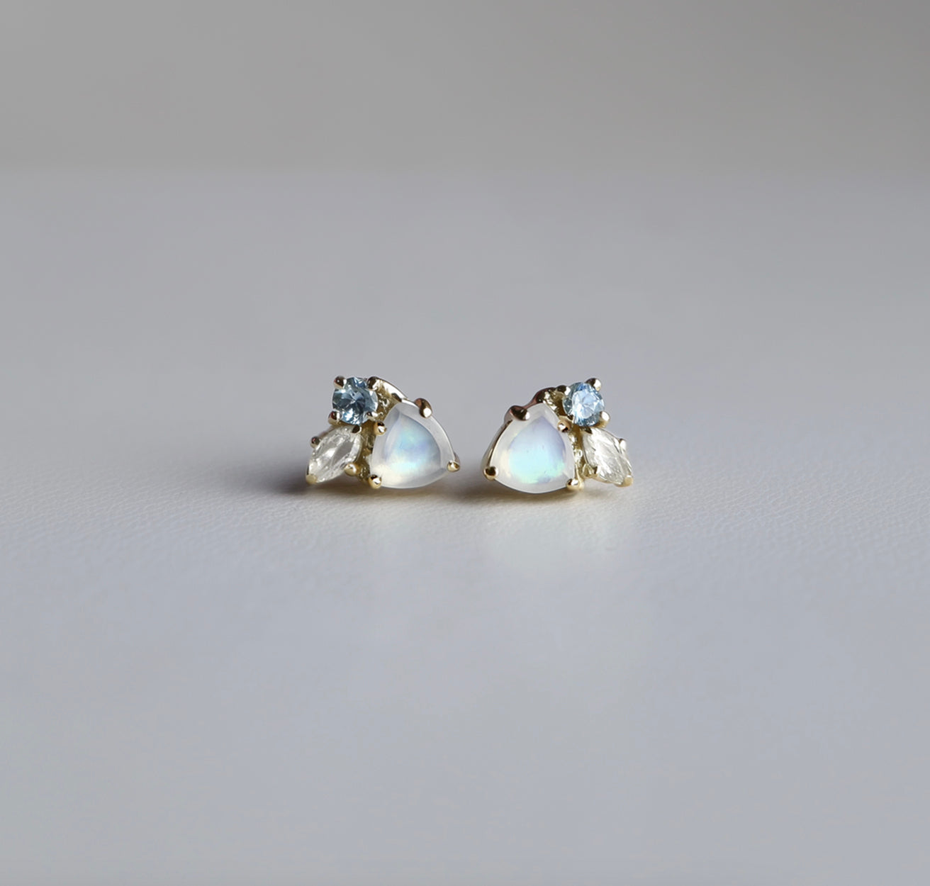Triangle Cluster Moonstone Studs