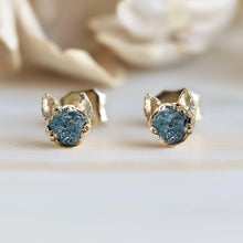 Load image into Gallery viewer, Blue Raw diamond studs, Simple blue diamond earrings
