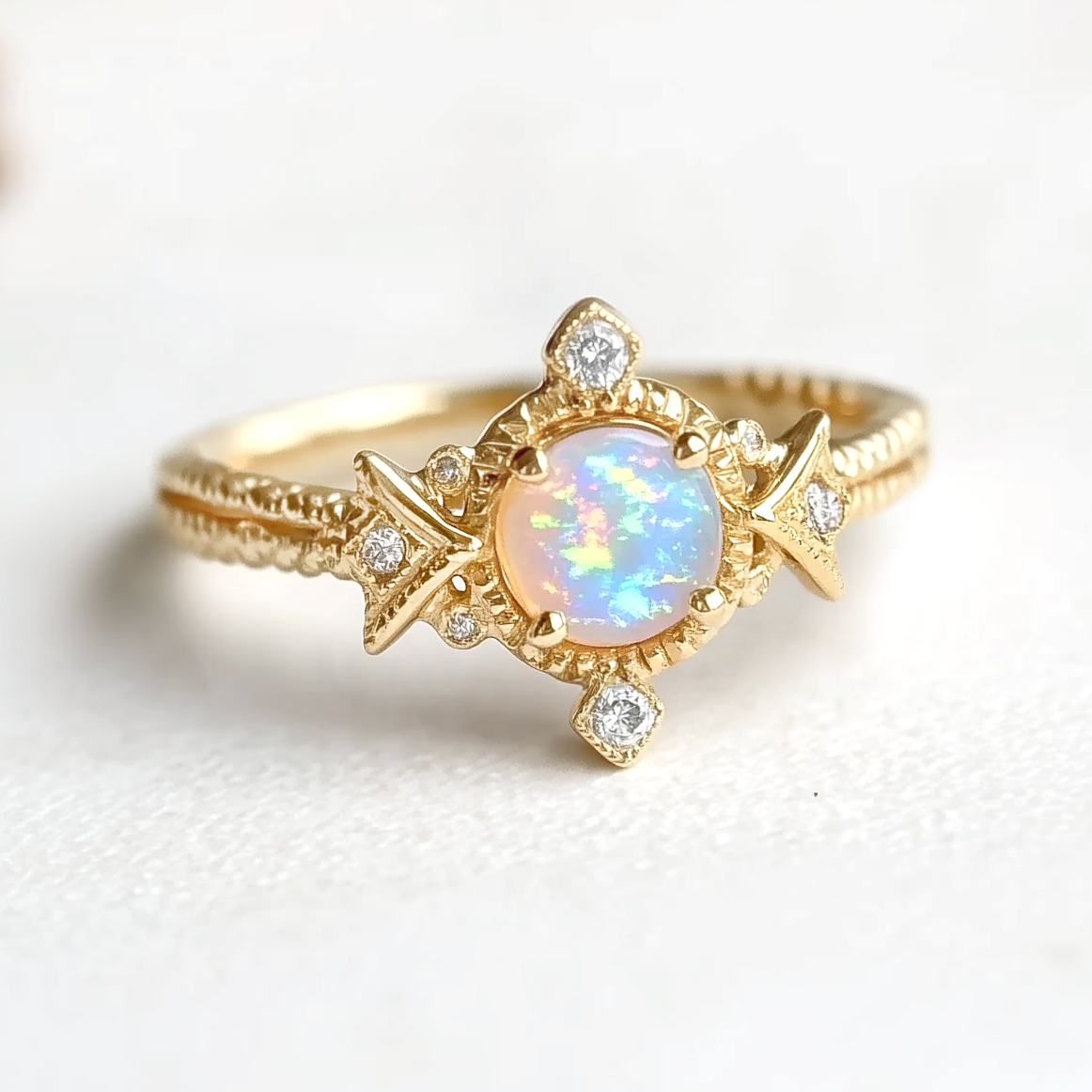 Ocean Mist Ethiopian Opal Engagement Ring, Opal Wedding ring