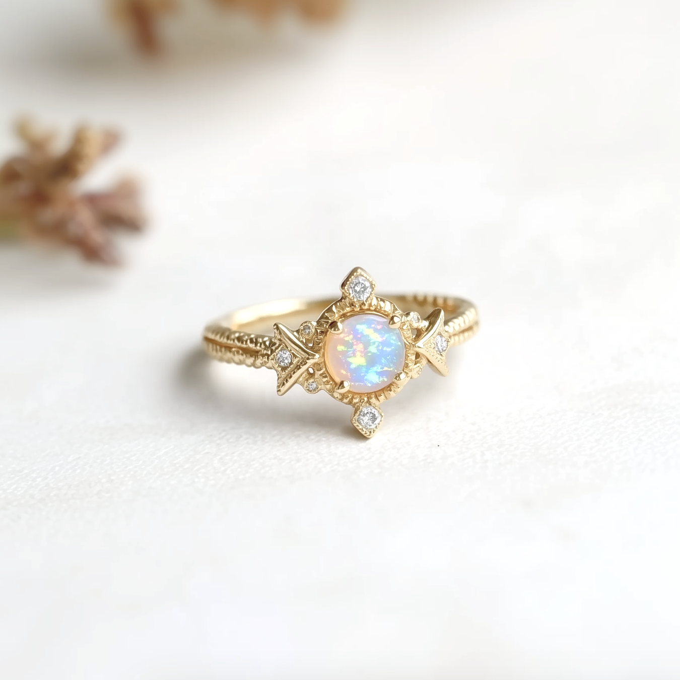 Ocean Mist Ethiopian Opal Engagement Ring, Opal Wedding ring