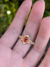 Load image into Gallery viewer, Eve&#39;s Garden Mandarine Garnet Engagement Ring, Mandarine Orange Garnet ring
