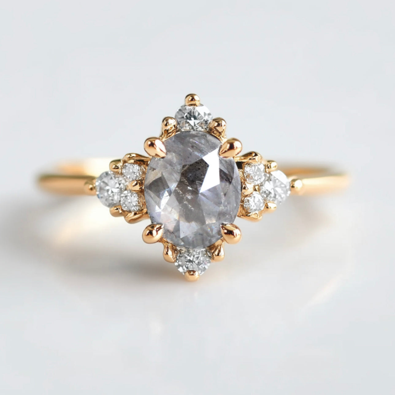 oval salt and pepper engagement ring