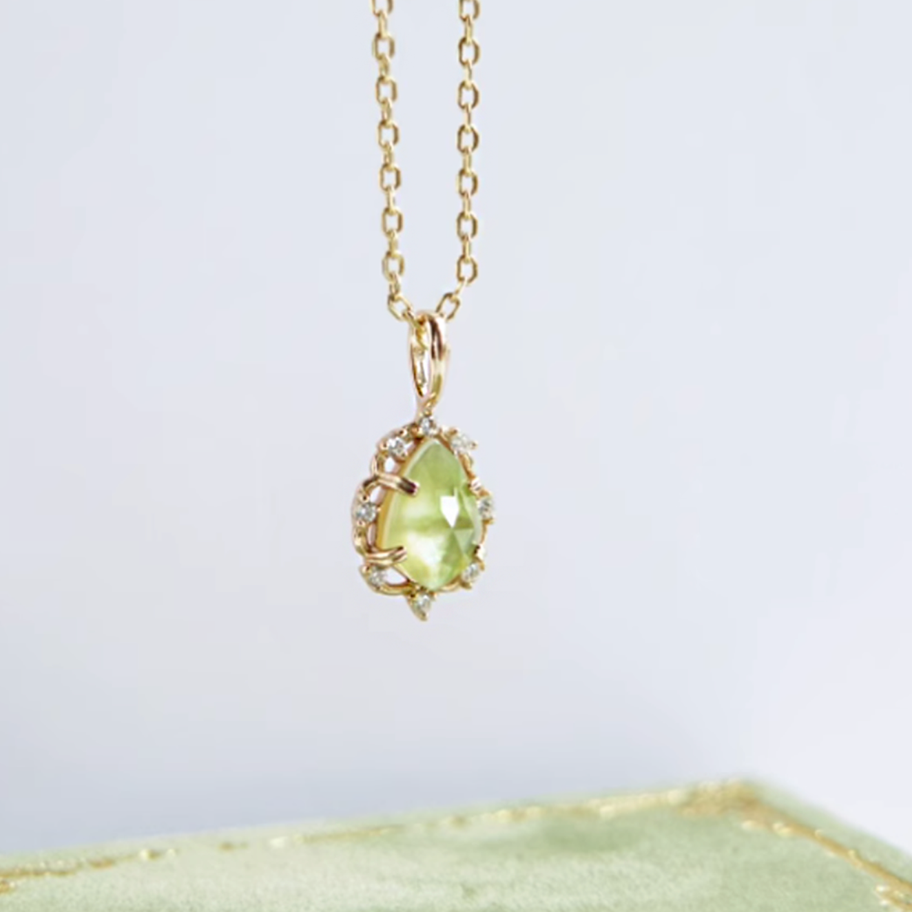 Green Peridot Necklace, Sterling Silver Peridot Pendant, 925 Silver Necklace