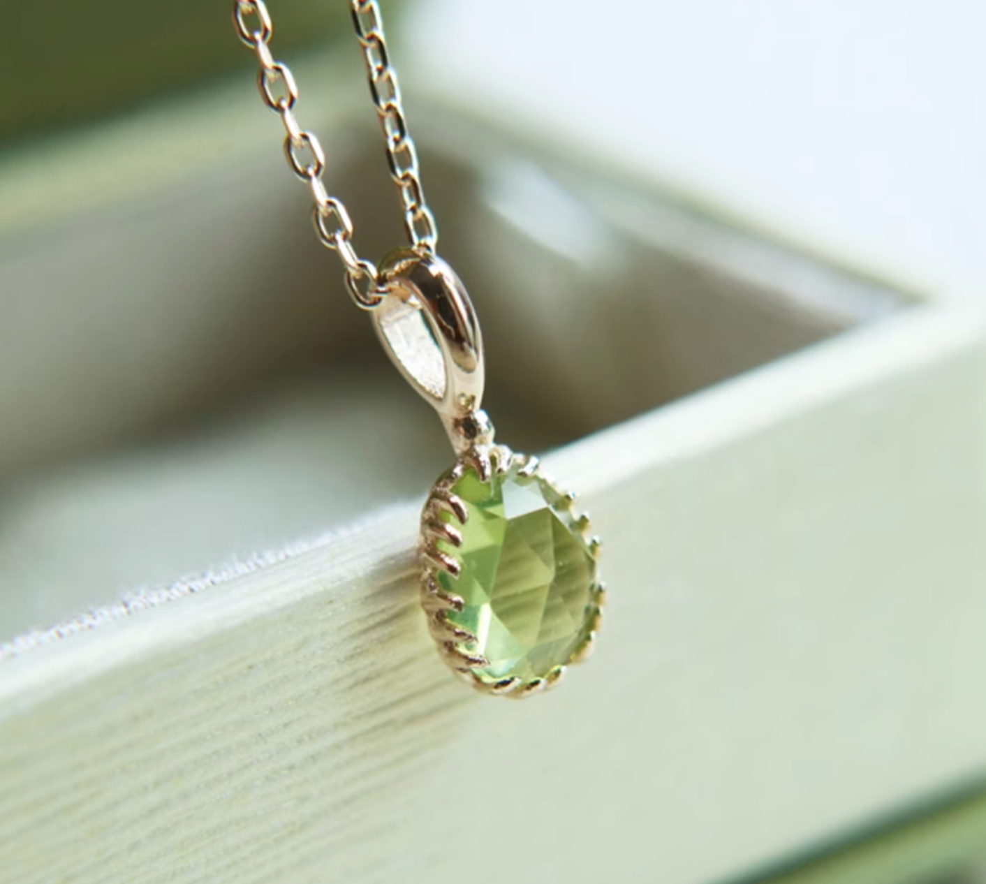 Grape Green Natural Peridot Necklace, Sterling Silver Peridot Pendant, 925 Silver Necklace