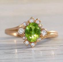 Load image into Gallery viewer, Green Peridot Engagement ring, Peridot Engagement ring
