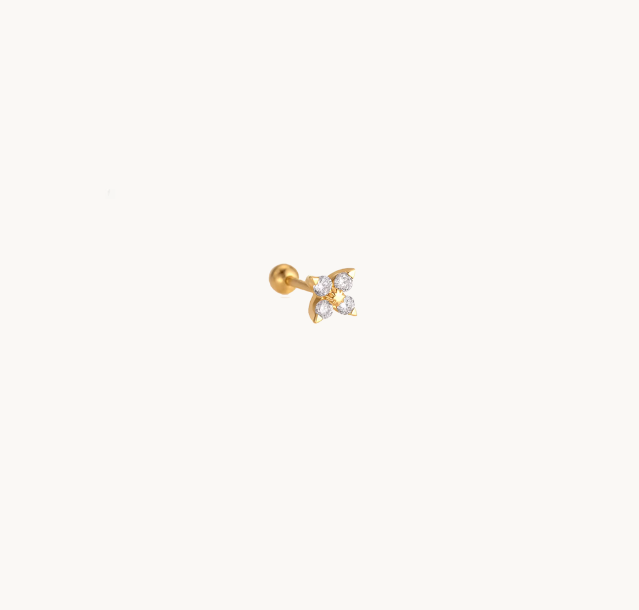 Lucky Petals Diamond Earring Solid Gold, 18k Gold Earring