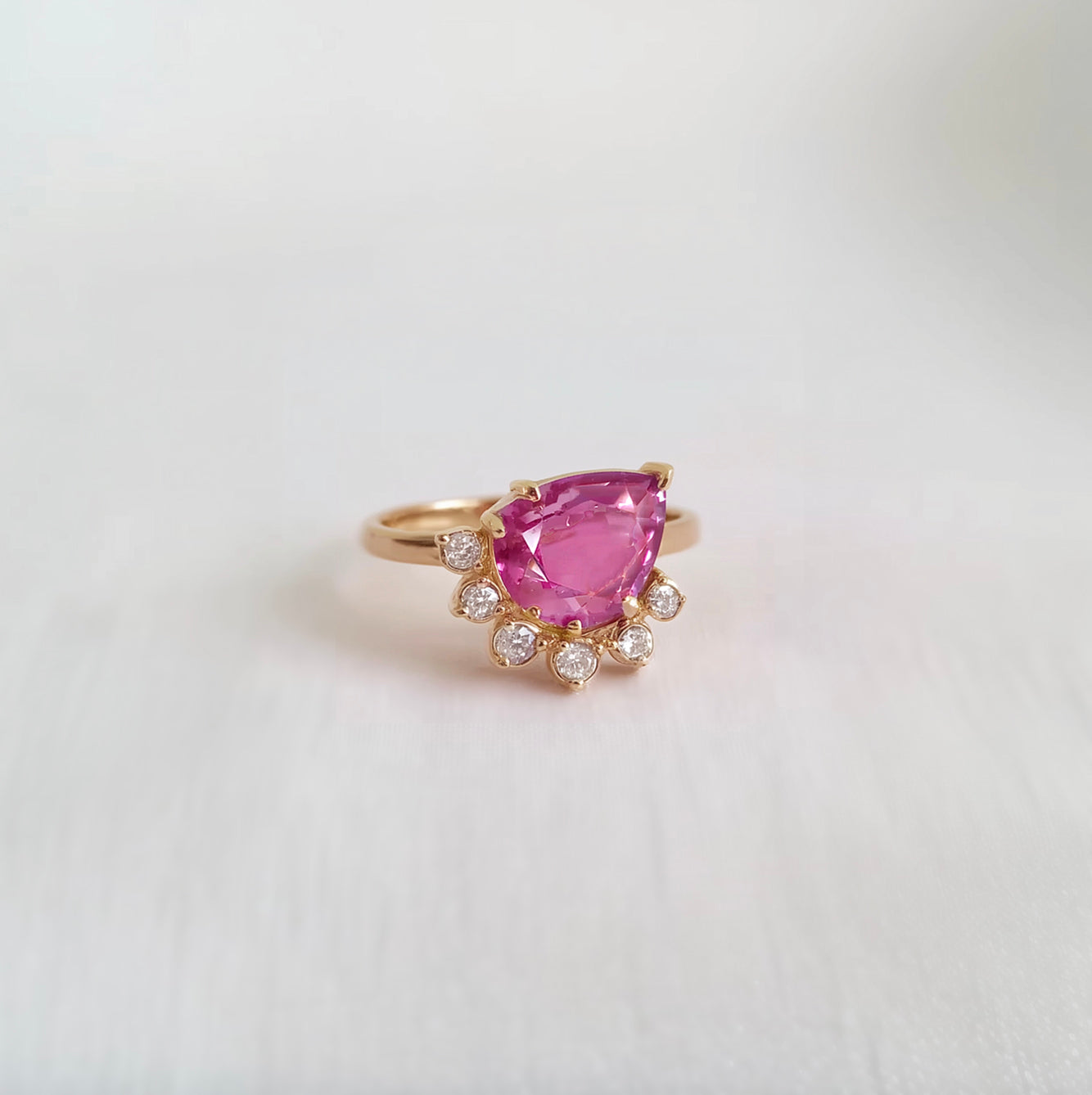 Marigrae Irregular Pink tourmaline Ring, 14k Gold Engagement Ring