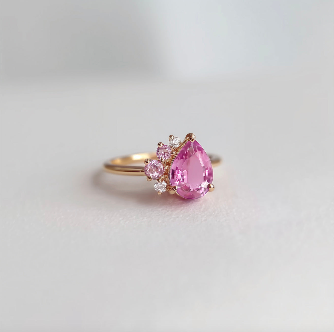 Doranelle Pink Sapphire Engagement Ring, Dainty Pear Sapphire Engagement Ring Wedding Ring