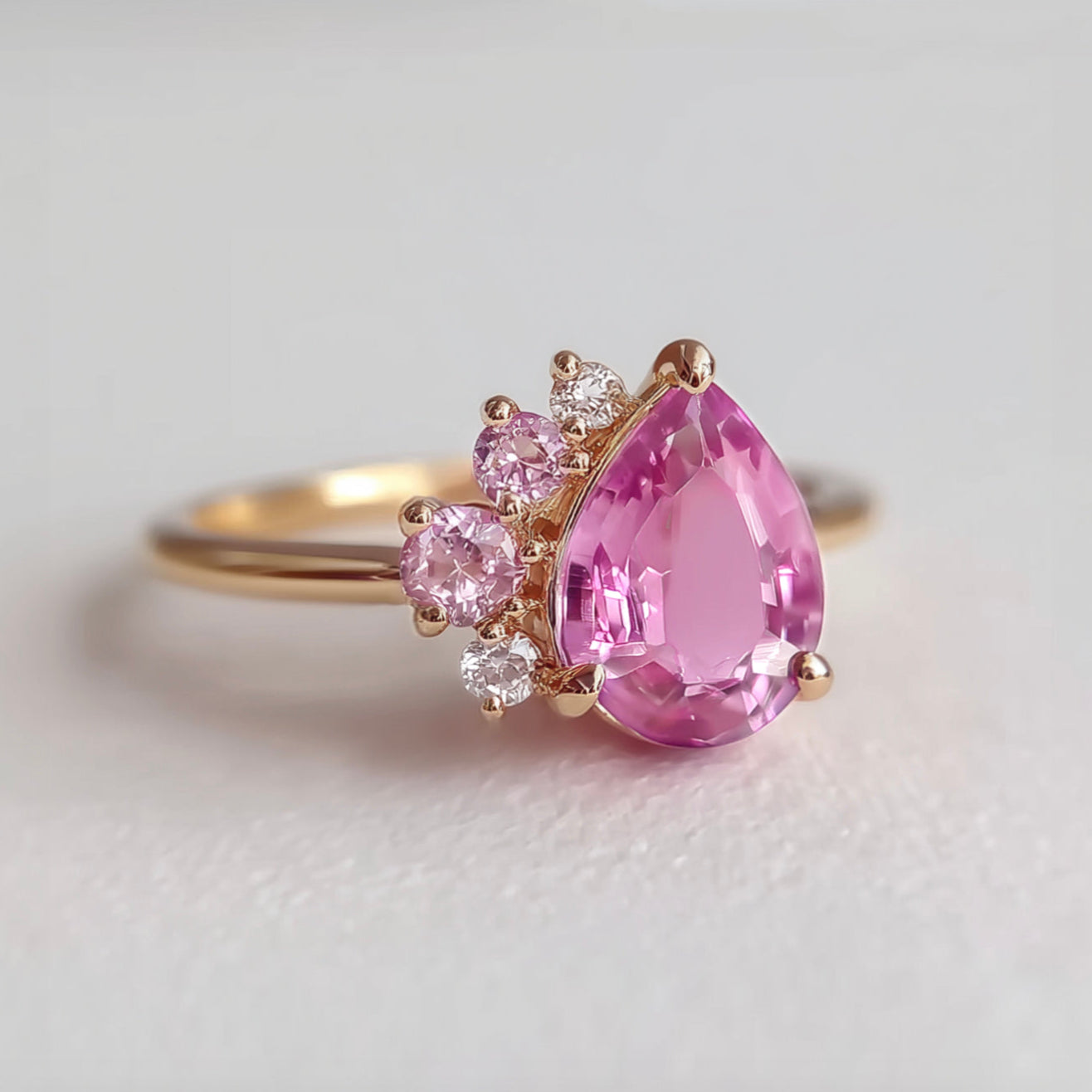 Doranelle Pink Sapphire Engagement Ring, Dainty Pear Sapphire Engagement Ring Wedding Ring