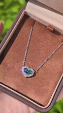 Load and play video in Gallery viewer, 18k White Gold Sapphire and Emerald Necklace, Birthstone necklace, Sapphire Jewelry Gift, Ship next day
