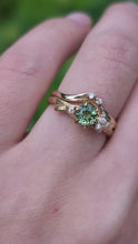Load and play video in Gallery viewer, Green Fairy Sapphire ring, Rare Green Blue Sapphire Engagement ring
