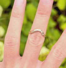 Load and play video in Gallery viewer, 14k Gold Diamond Curved Wedding Ring, Wedding stacking ring, Matching band
