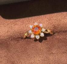 Load and play video in Gallery viewer, Eve&#39;s Garden Orange Garnet Engagement Ring, Garnet engagement ring
