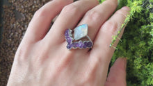 Load and play video in Gallery viewer, Amethyst Wedding Rings, Sapphire Ring set

