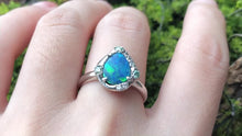 Load and play video in Gallery viewer, The Midnight Deep Blue Opal Engagement Ring - Size US6.5
