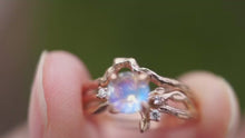 Load and play video in Gallery viewer, Midnight Glow Moonstone Engagement Ring
