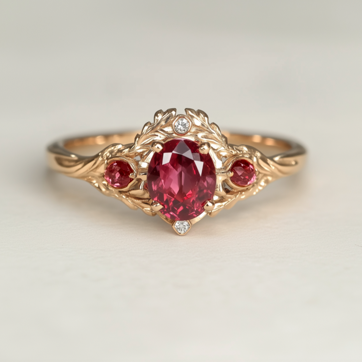 Scarlet Vine Ruby Ring, Vintage Style Ruby Ring, Oval Ruby engagement