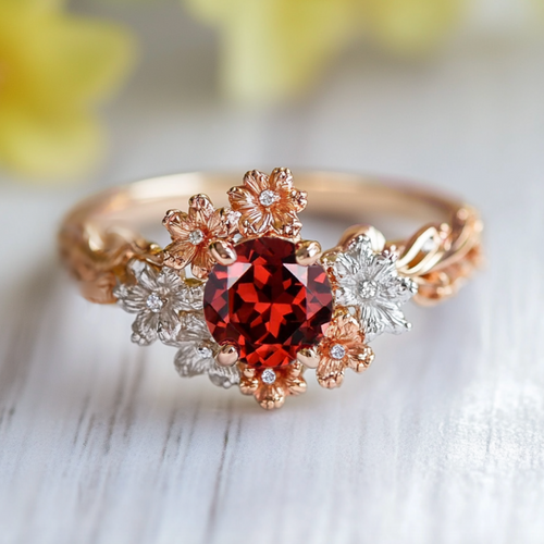 red garnet engagement ring