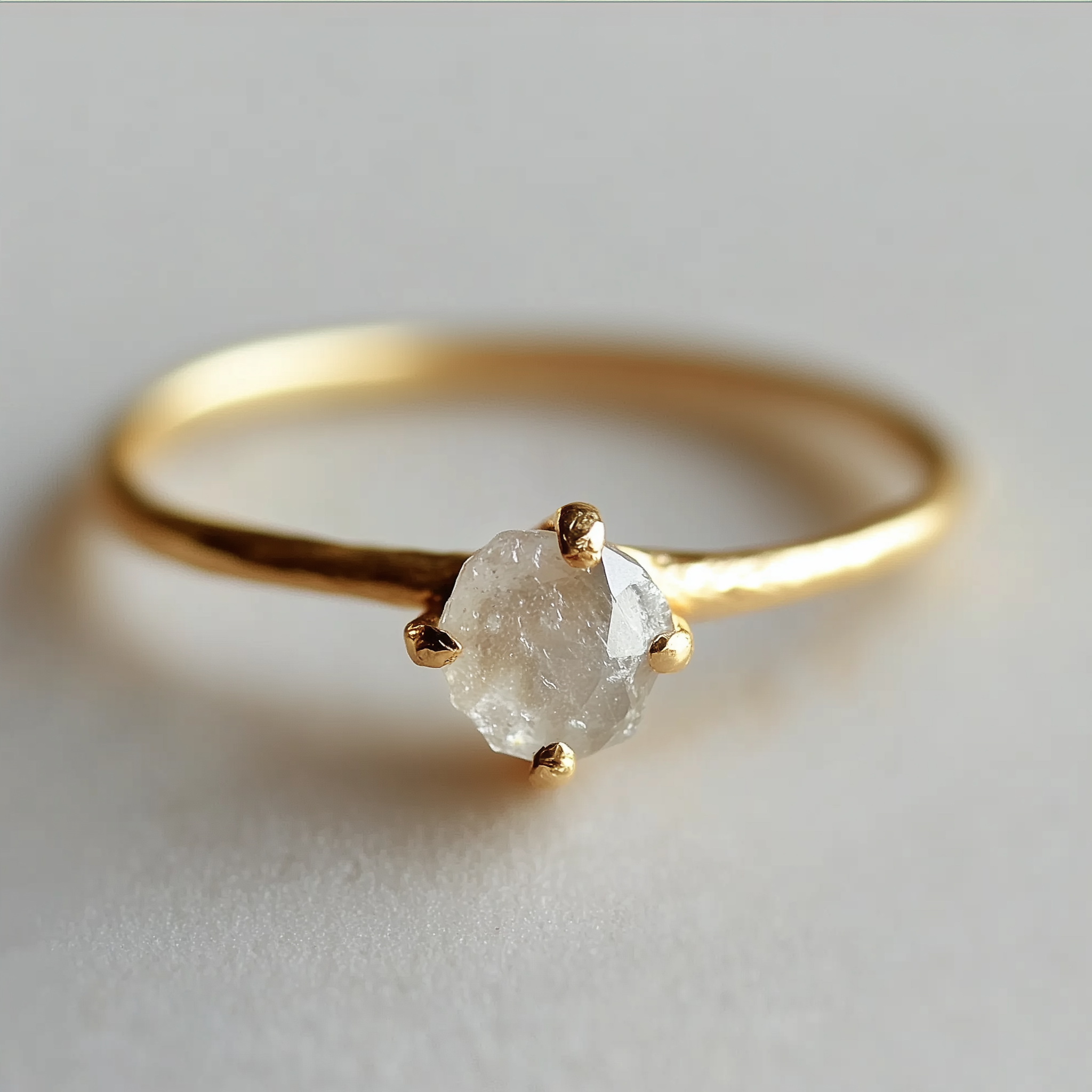 Simple Diamond Ring, Minimalist Raw Diamond Engagement Ring