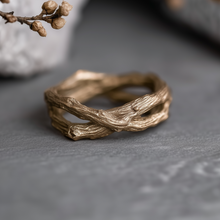 Load image into Gallery viewer, 14k Gold Twisted Double Twig Wedding Ring, Wedding Matching Band
