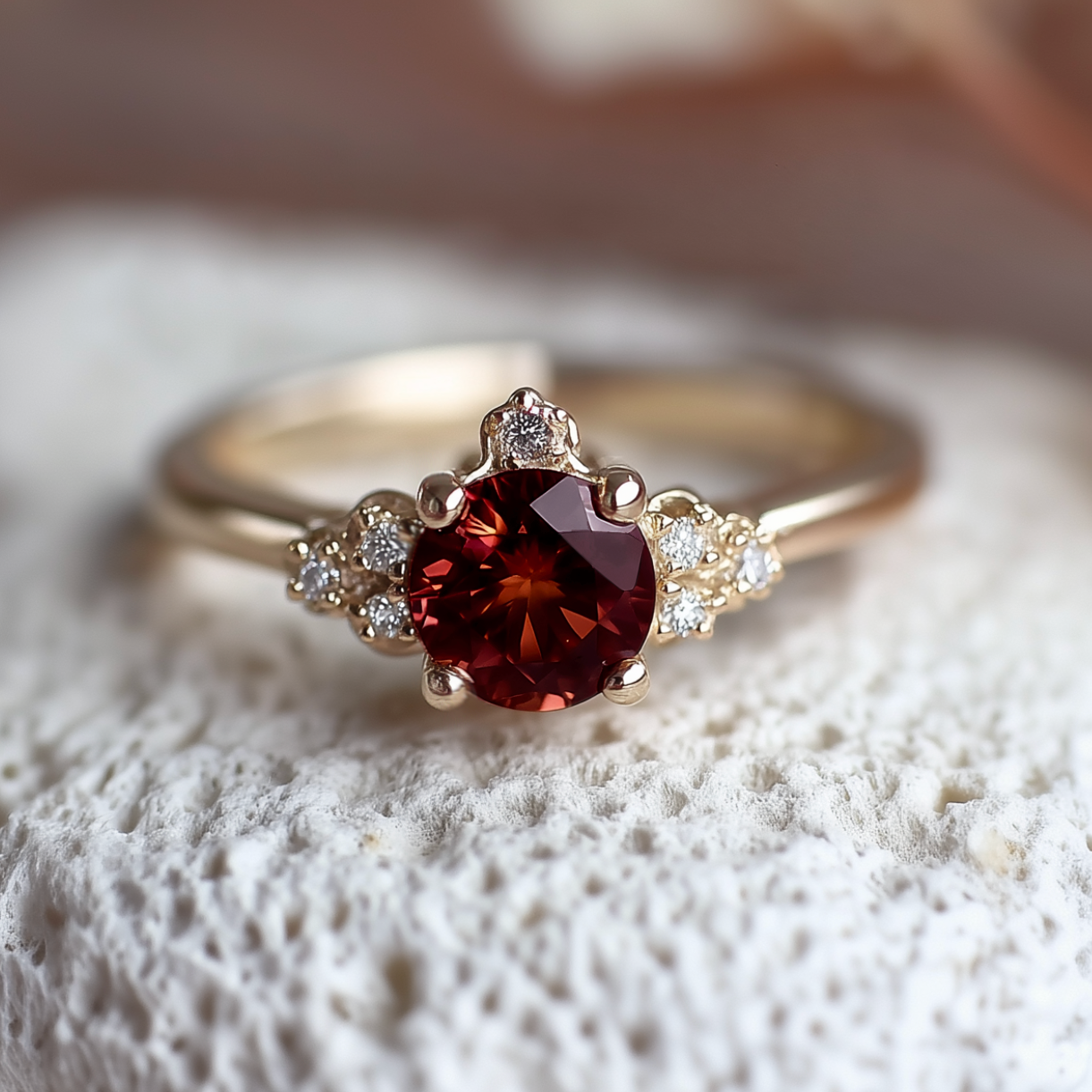 Sienna 14k gold Garnet Ring, Simple Garnet engagement ring, Garnet Jewelry