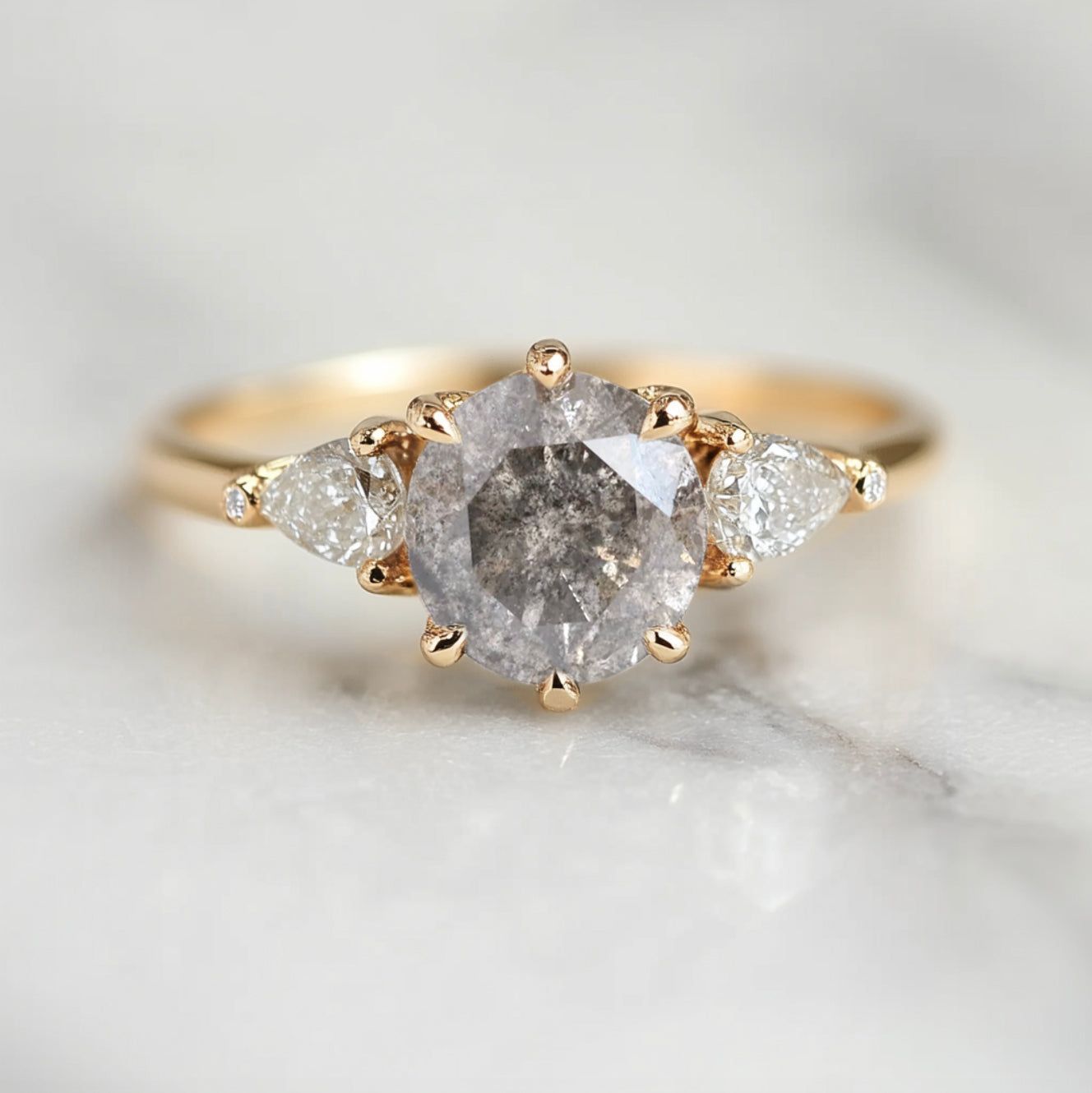 round salt and pepper diamond ring