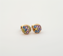 Load image into Gallery viewer, Color burst Gemstone Studs, Multistone earrings studs, Asymmetric Color Round Studs
