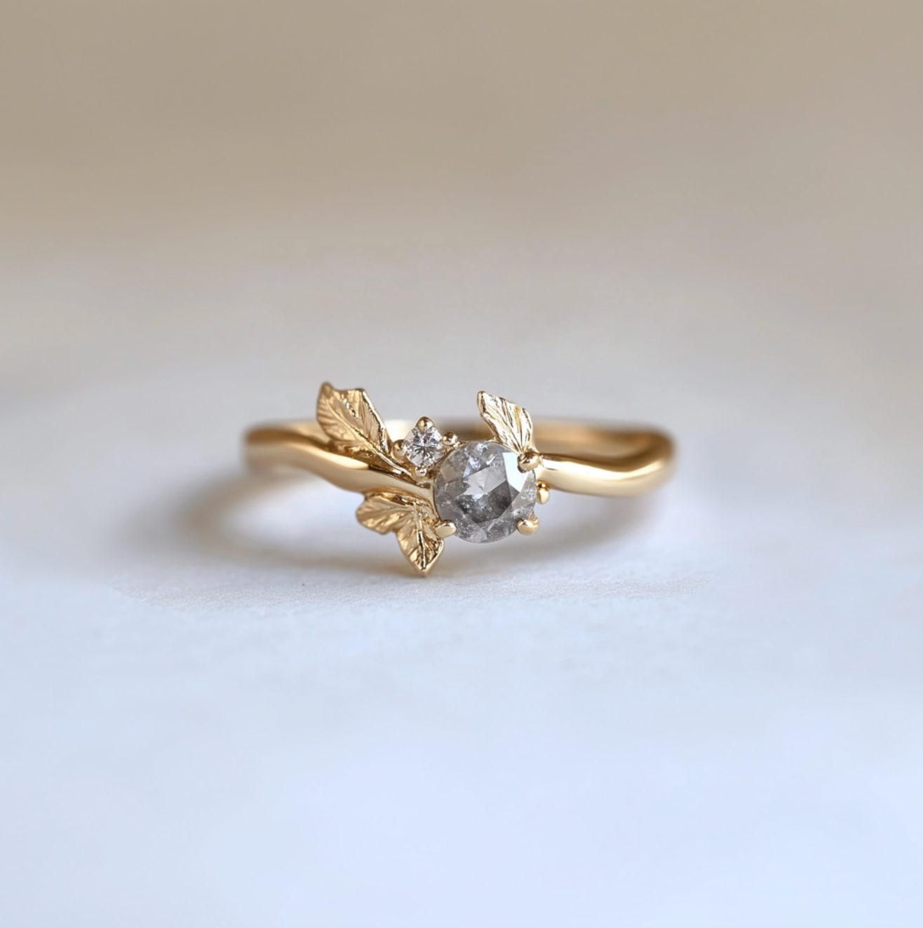 salt and pepper diamond engagement ring