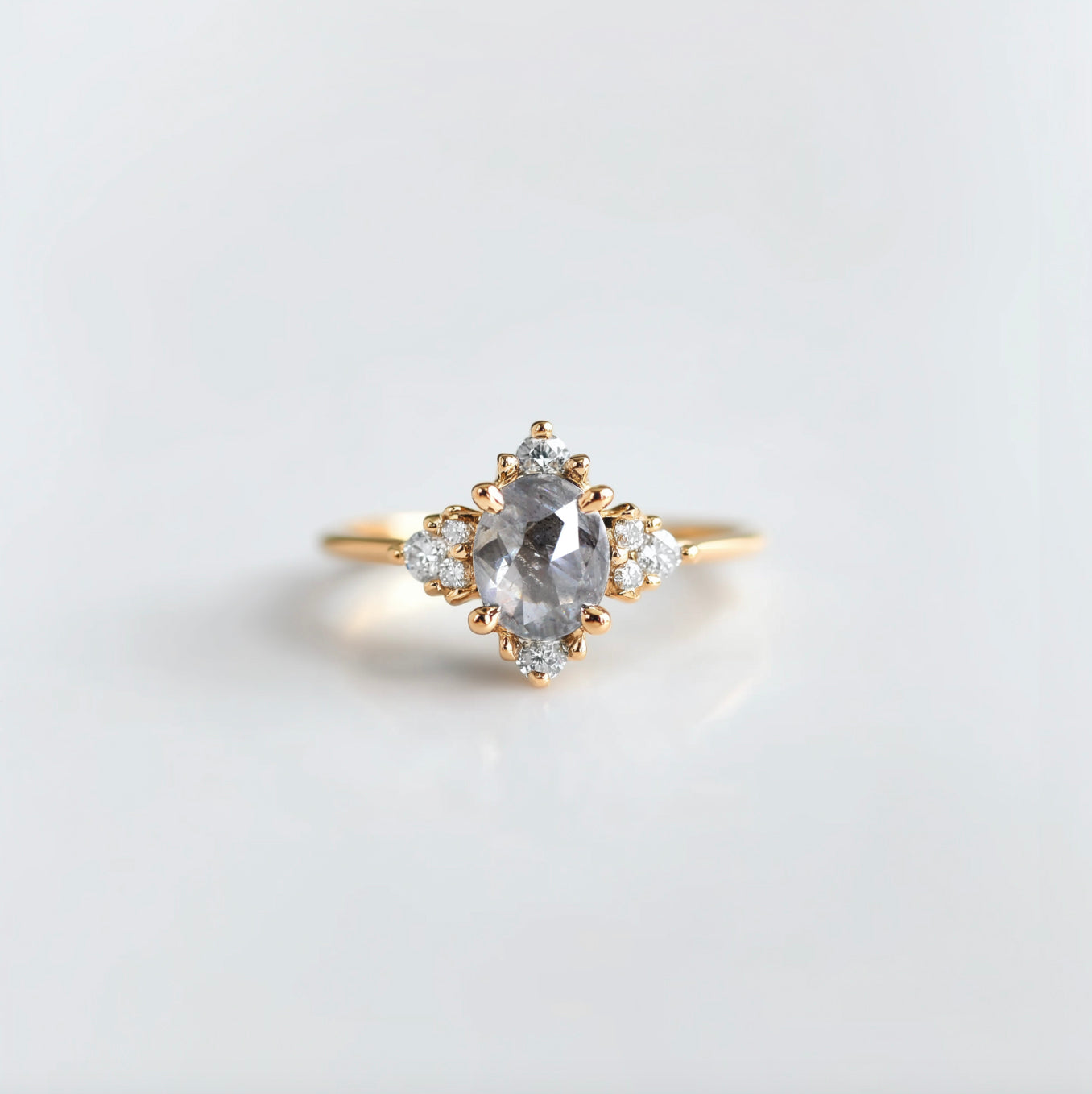 oval salt and pepper engagement ring vintage