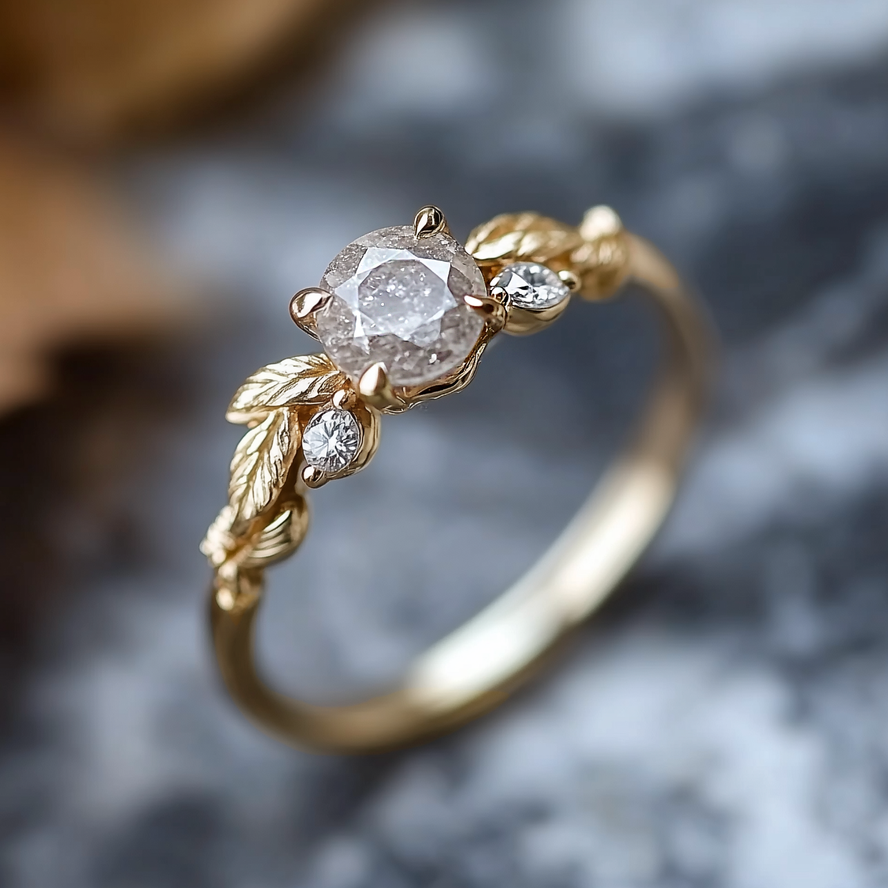 Salt and Pepper Diamond Ring, Diamond Engagement Ring