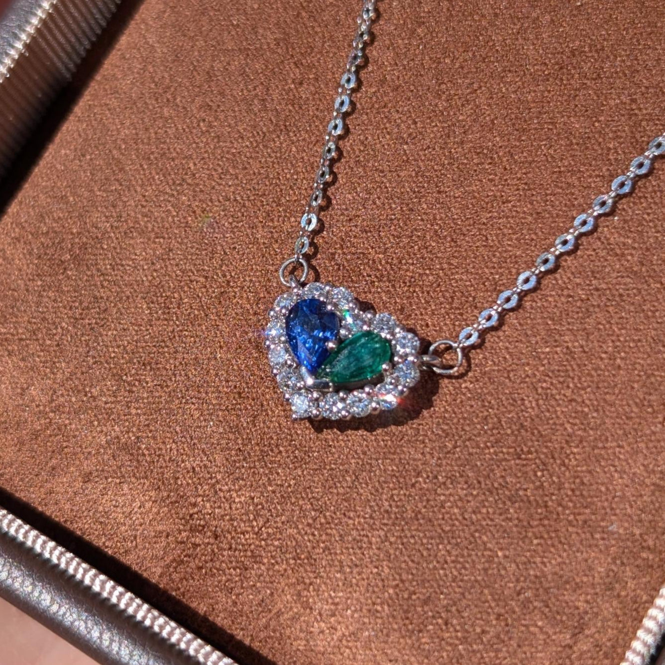 Sapphire and Emerald Necklace, Birthstone necklace, Sapphire jewelery, Gift for her