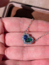 Load image into Gallery viewer, Sapphire and Emerald Necklace, Birthstone necklace, Sapphire jewelery, Gift for her

