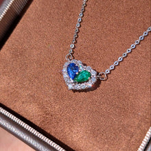 Load image into Gallery viewer, 18k White Gold Sapphire and Emerald Necklace, Birthstone necklace, Sapphire Jewelry Gift, Ship next day
