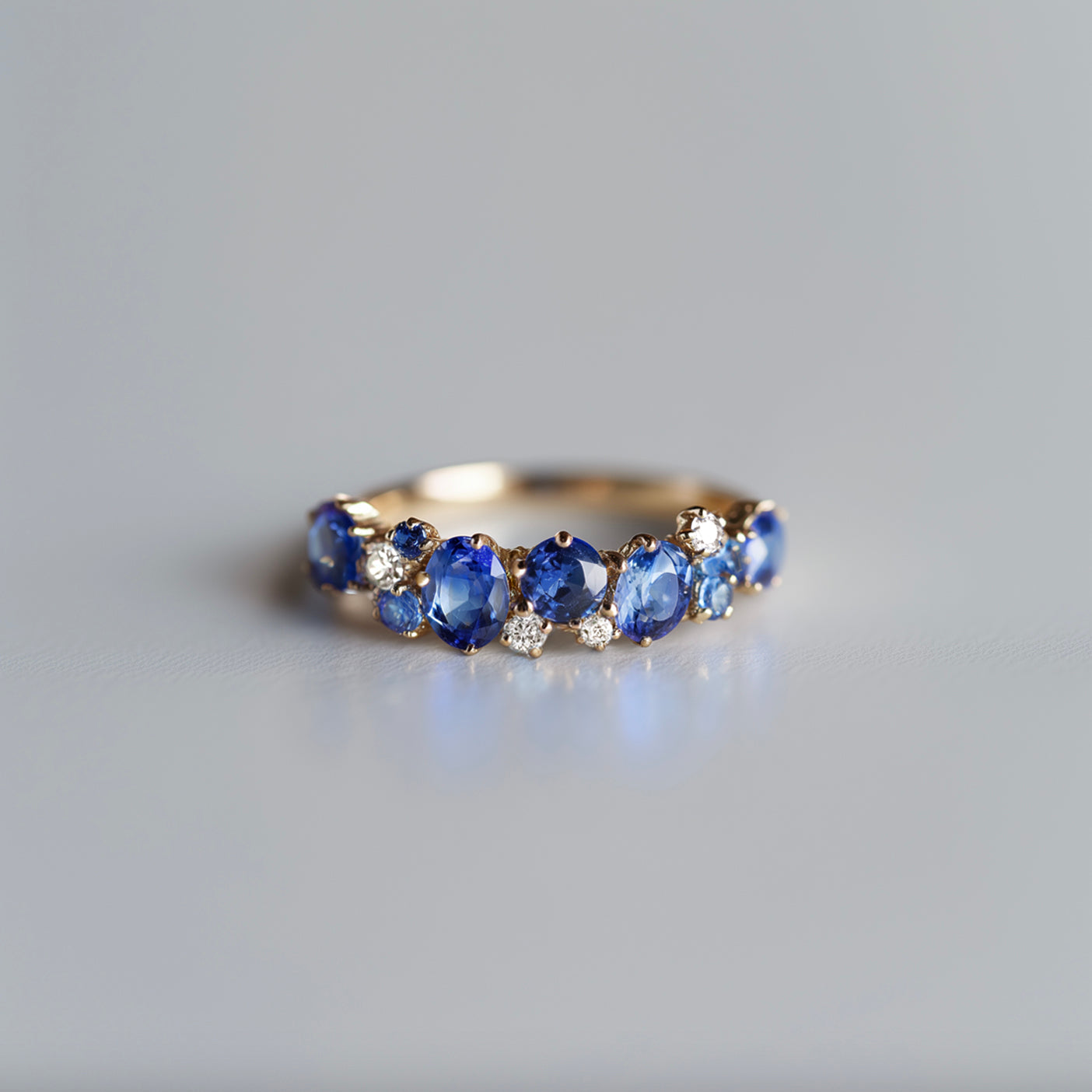 Thistle Blue Sapphire Engagement Ring, 14k Gold Wedding Ring, Sapphire Engagement Ring