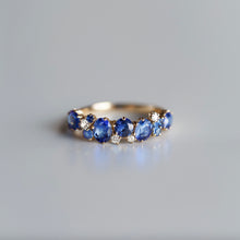 Load image into Gallery viewer, Evenstar Blue Horizon Gold Wedding Ring, Sapphire Ring
