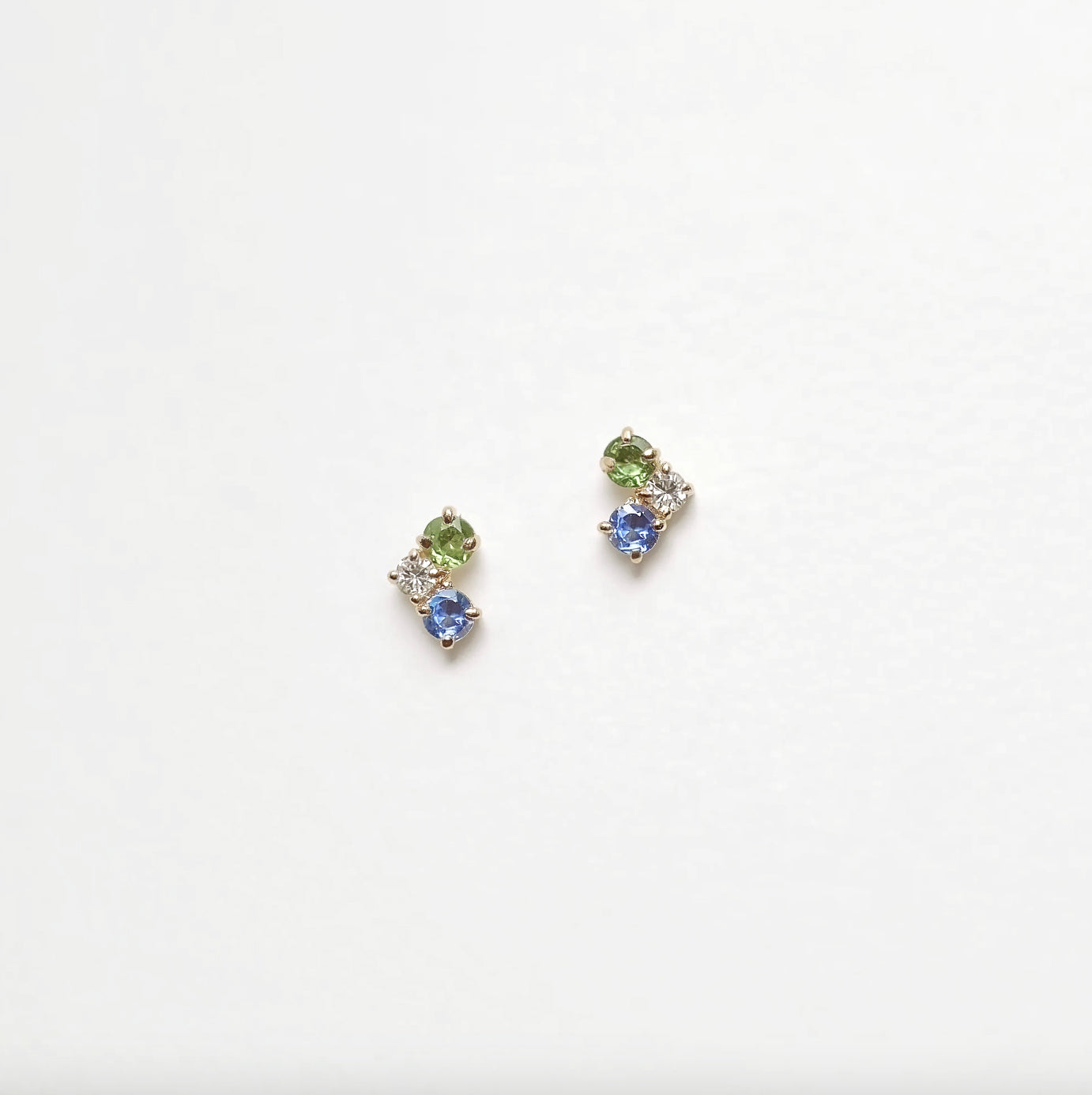 Sapphire Earrings Solid Gold, Brilliant Cluster Studs, Sapphire studs