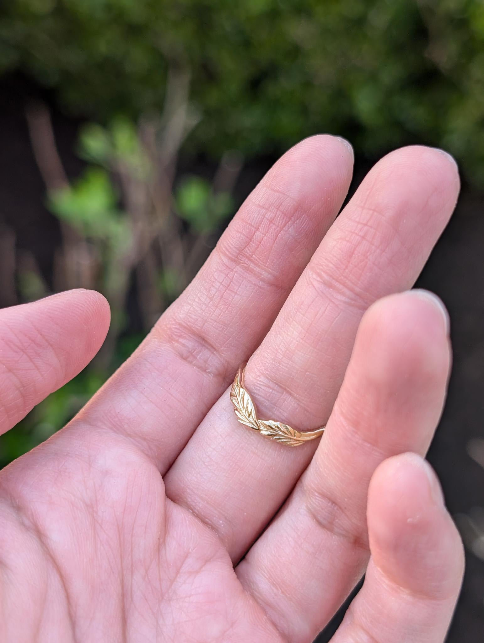 Angel's Wing Leafy Ring, Botanica Wedding Band, Wedding RIng