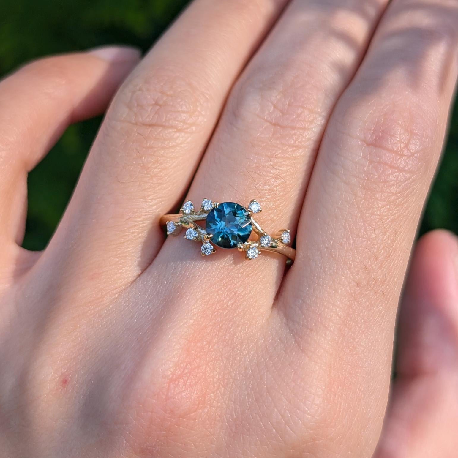 Hera Blue Sapphire ring, Blue Sapphire Engagement ring, Twig Ring