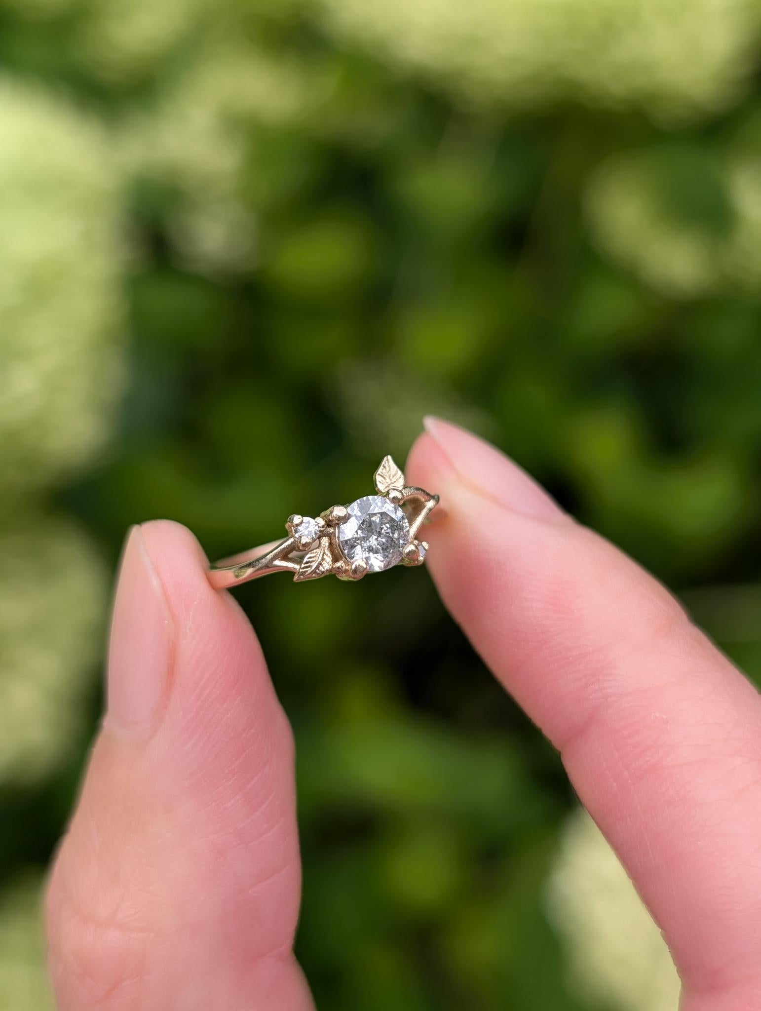 Frostfall Salt and Pepper Diamond Ring, Diamond Engagement Ring