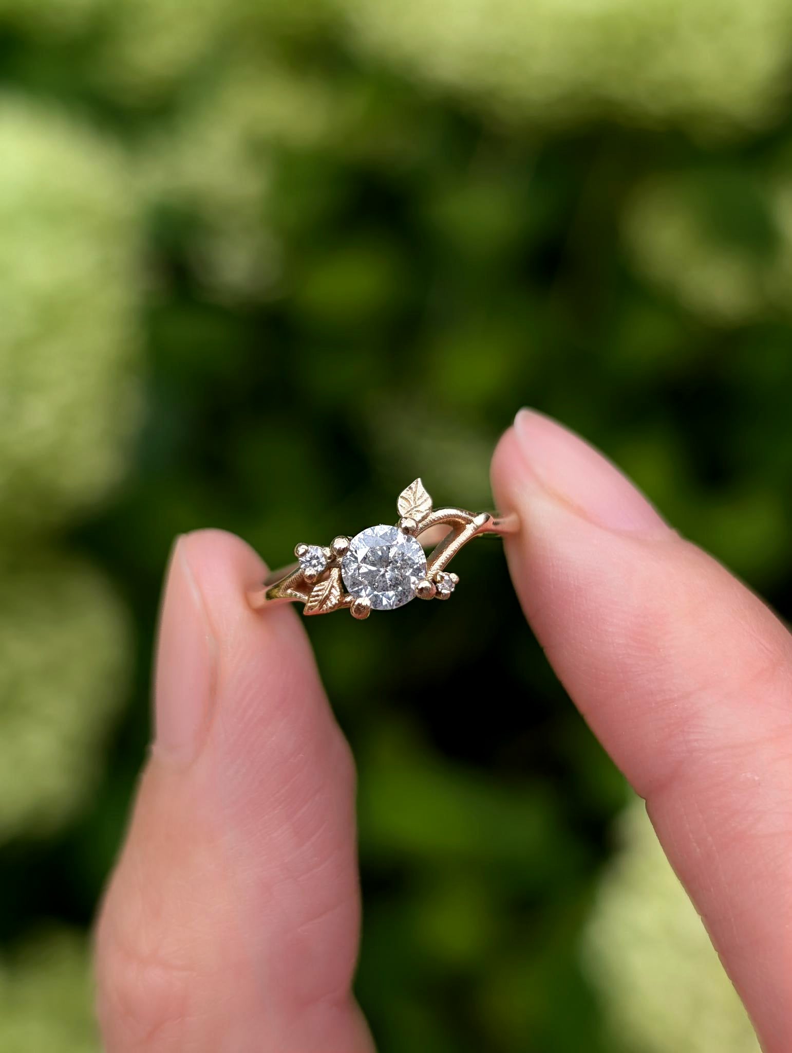 Frostfall Salt and Pepper Diamond Ring, Diamond Engagement Ring