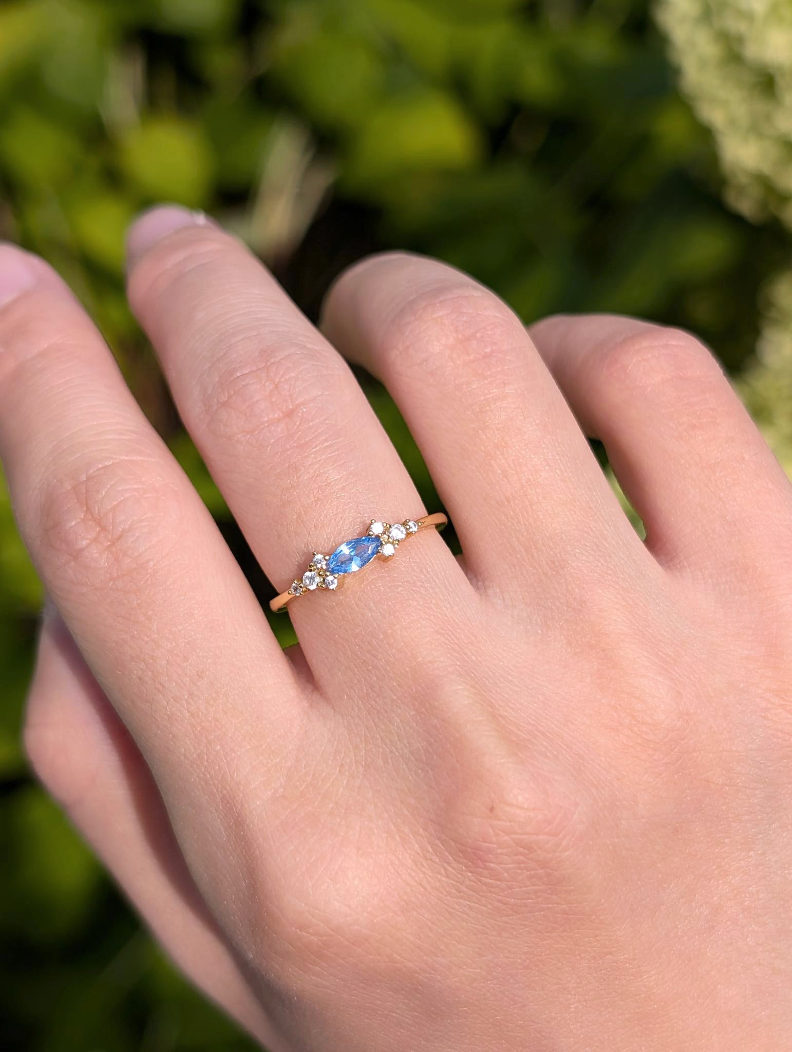 Light Blue Sapphire ring, Dainty Blue Sapphire Engagement ring, Engagement Ring