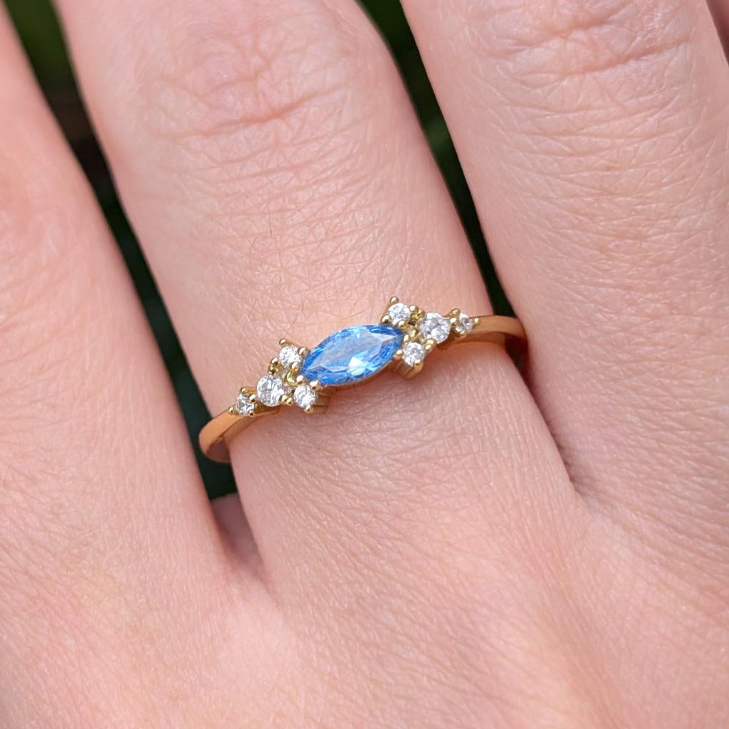 Light Blue Sapphire ring, Dainty Blue Sapphire Engagement ring, Engagement Ring
