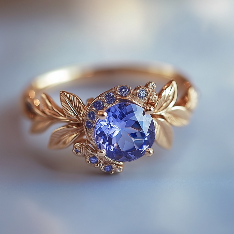 Roof of Star Tanzanite Engagement Rings, 14k Gold Tanzanite Engagement Ring