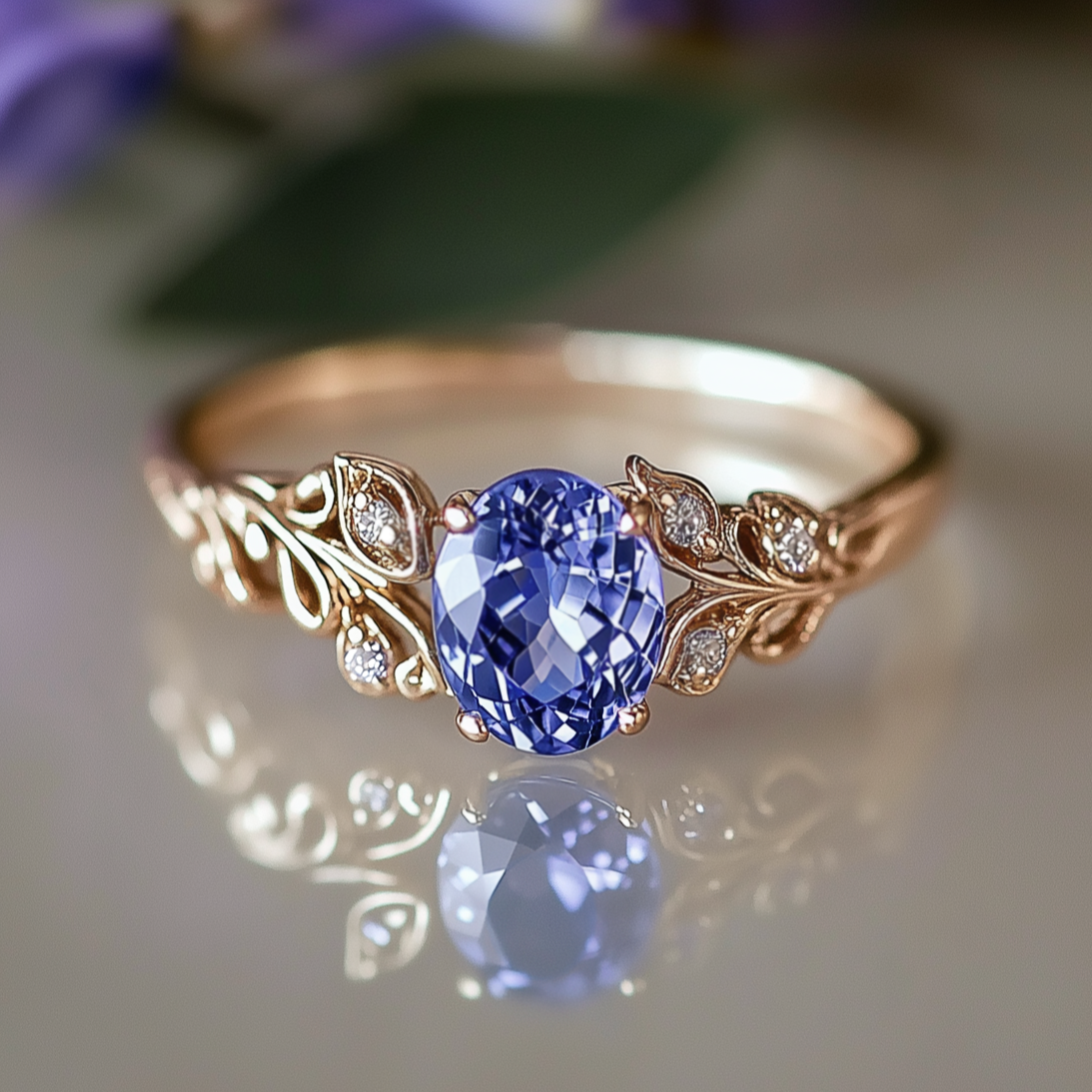 Aurelia Tanzanite Engagement Rings, 14k Gold Tanzanite Engagement Ring
