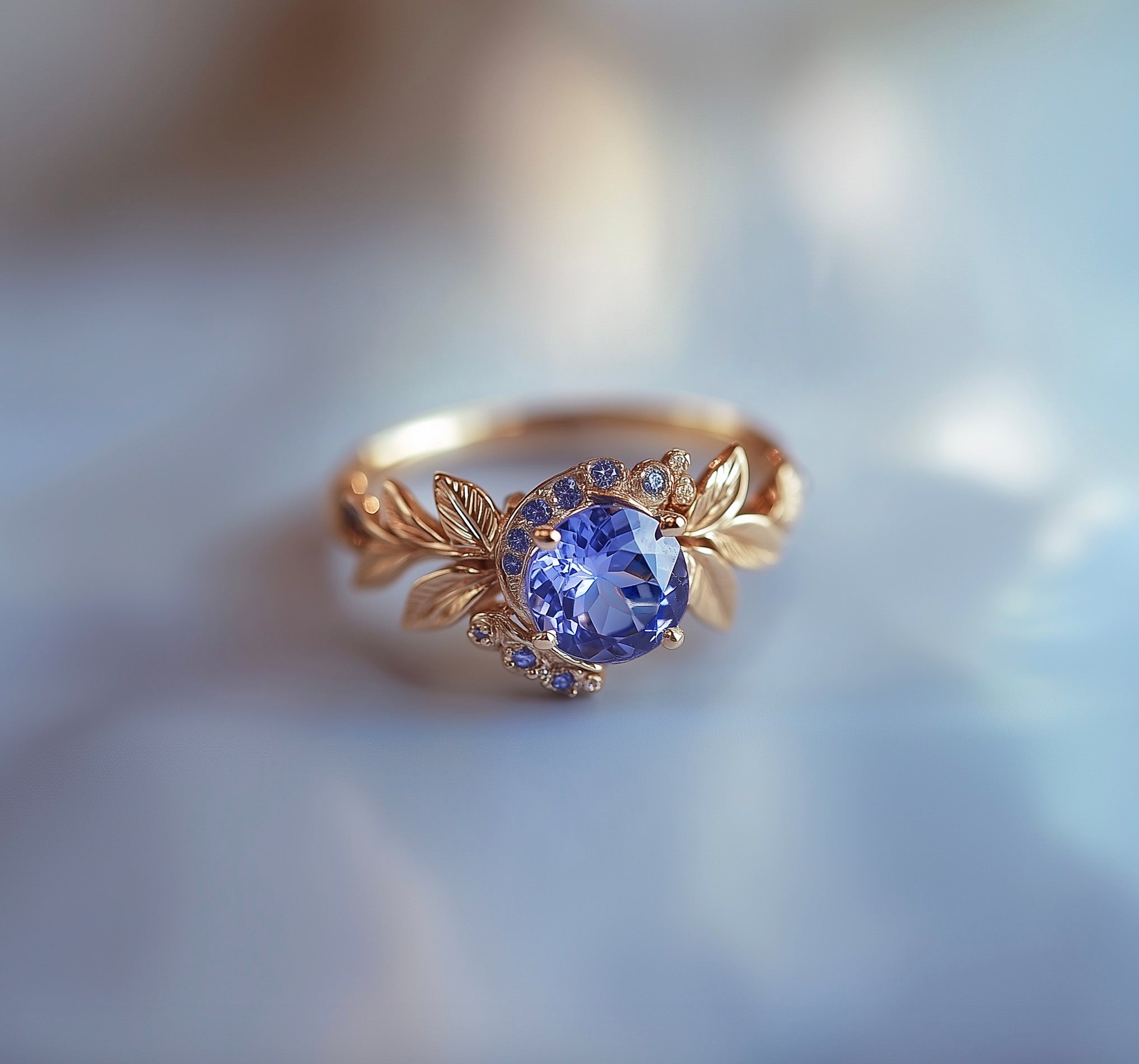 Roof of Star Tanzanite Engagement Rings, 14k Gold Tanzanite Engagement Ring